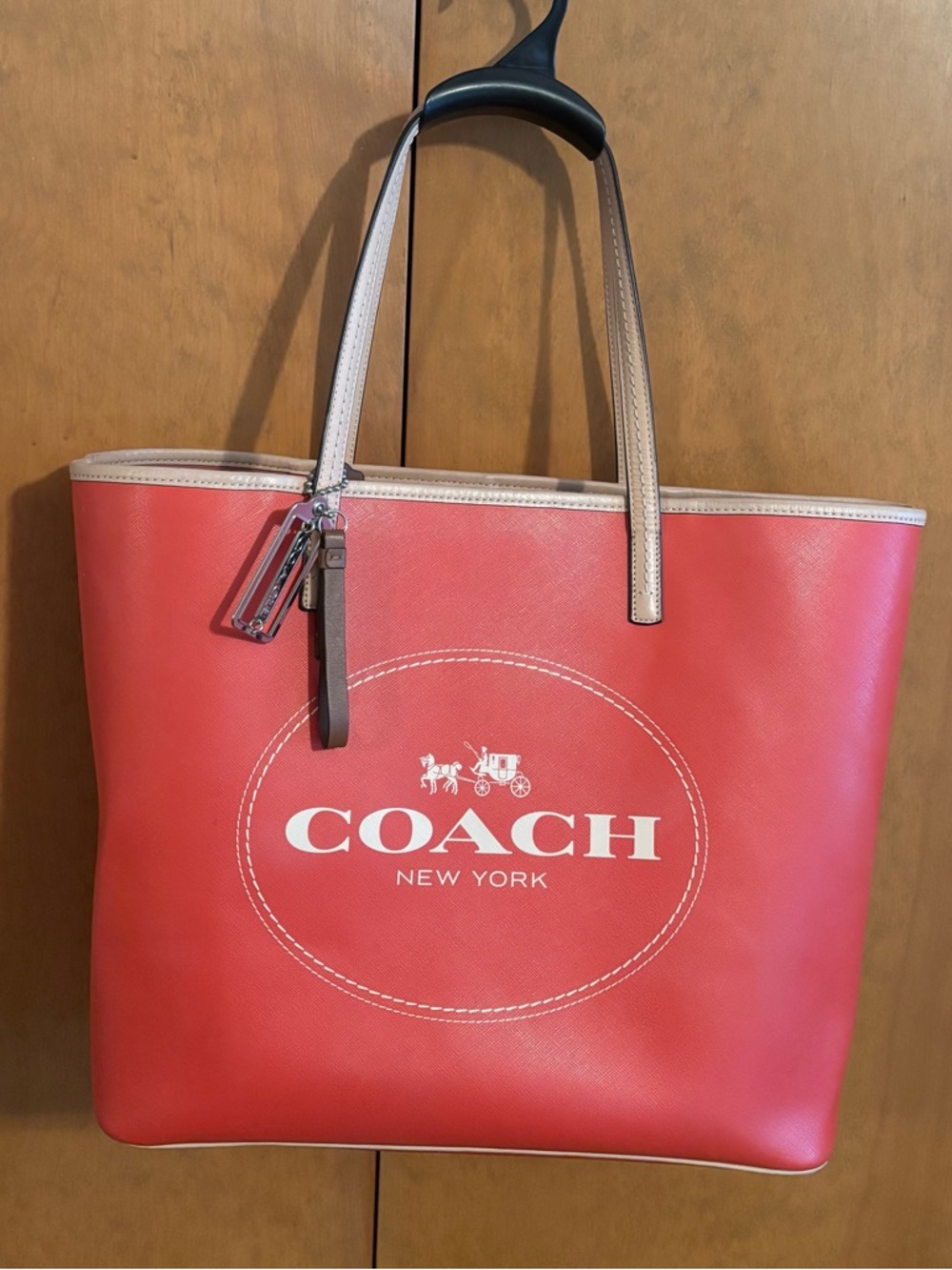 COACH New York Tote Bag with Tan Handles